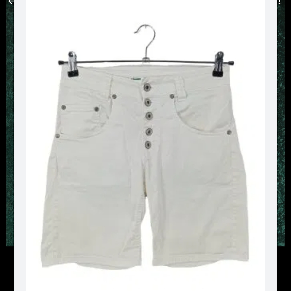 please Women's Cream Button-Front Jean Shorts